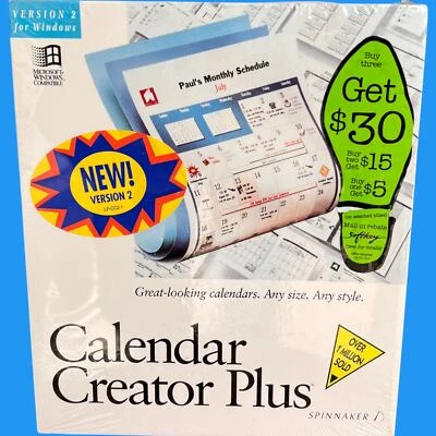 Calendar Creations Plus Version 2.0 for Windows by Spinnaker New In Box - Image 1 of 4