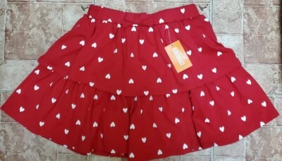 Pantalón Corto Gymboree Niñas Rojo con Estampado de Corazones Blancos Acampanado en Niveles Talla 8 Nuevo con Etiquetas Foto 1 de 4