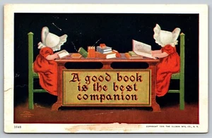 1906 A GOOD BOOK IS THE BEST COMPANION Sun Bonnet Sue Ullman VTG Postcard A39 - Picture 1 of 2