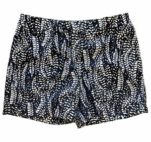 White House Black Market Women’s Size 0 Feather Print Shorts Short Blue WHBM - Picture 1 of 7
