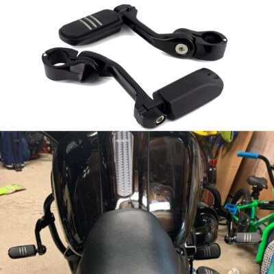 Clavijas de carretera Streamliner largas ajustables negras para Harley Touring Street Glide Foto 1 de 4