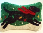 Sweater Chocolate Labrador Christmas Lights Hooked Throw Pillow - 8" x 12"