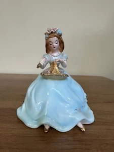 SELTEN Josef Originals Frau Serie Mutter hält Korb Blumen 6" blau Kleid - Bild 1 von 6