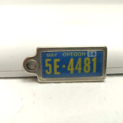 RARE VTG DAV Disabled Veterans Mini License Plate Key Chain Tag Fob OREGON 1958 - Image 1 of 2