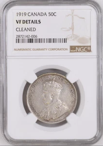 :1919 50C HALF DOLLAR GEORGE-V CANADA KM#-25 NGC VF-DETAILS  - Picture 1 of 2