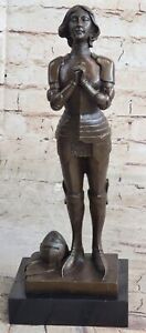Joan of Arc French Catholic Saint Praying Heroine Bronze Marble Artwork Deal