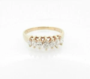 14K Yellow Gold finish Silver Lab Created Diamonds Wedding Women Ring - Picture 1 of 2