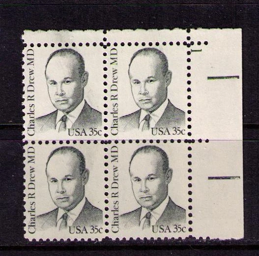 US USA Sc# 1865  MNH FVF  PLATE # BLOCK  Charles R Drew M.D. Surgeon - Image 1 of 1