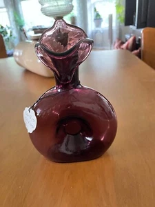 Mid Century Amethyst Tulip Glass Vase -Hand Blown Amethyst Glass Vase - Picture 1 of 3