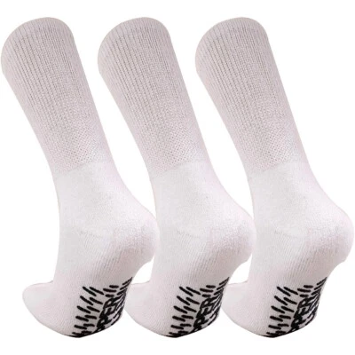 3 PK Calcetines Antideslizantes Para Hombres Agarre Antideslizante Algodón Crew Antideslizantes Diabéticos Hospital Foto 1 de 4