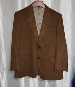 Vintage Hart Schaffner Marx Men’s 43R Brown Cashmere Blazer Sport Coat Jacket - Picture 1 of 14