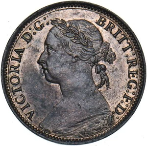 1886 Farthing - Victoria British Bronze Coin - Very Nice - Picture 1 of 2