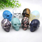 2" Tête de crâne de quartz cristal naturel sculptée Reiki guérison décoration Halloween