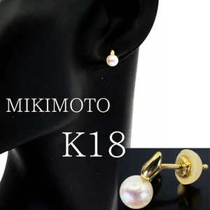 MIKIMOTO Pearl Earrings one ear K18 Yellow Gold from japan - Picture 1 of 7