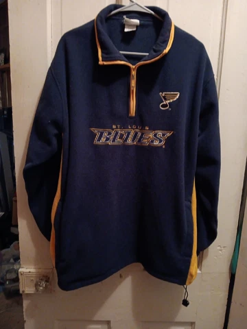 Lee Sports Men St Louis Blues Hockey Jacket 1/4 Zip Fleece Pullover NHL Size 50 Cover