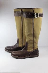 Timberland Knee High Boots Leather & Canvas Side Zip Tall Riding Style Boots 6.5 - Picture 1 of 11