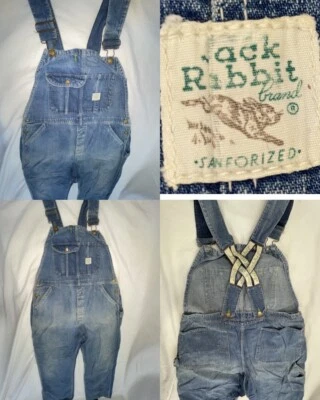 ВИНТАЖНЫЙ 40S 50S 38 X 30 JACK КРОЛИКА SANFORIZED ТАЛИИ НИЗКАЯ СПИНА ДЖИНСОВЫЙ КОМБИНЕЗОН - Изображение 1 из 4