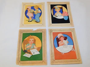 SET of 4 1940s GERLACH-BARKLOW CO Wall Calendar Prints Children G B Co Joliet - Picture 1 of 9