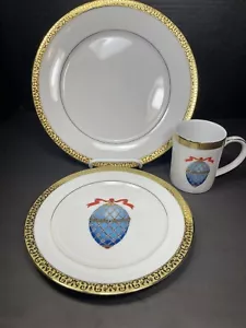 Gold Buffet Royal Gallery Blue Faberge Egg Set Of 3 Dinner Salad Plate Cup - Picture 1 of 17