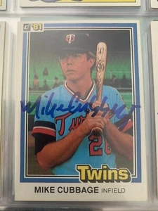 3 Mike Cubbage baseball cards.  1 card autographed  - Picture 1 of 3