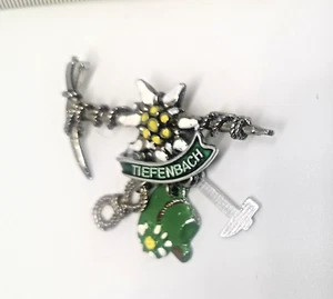 Tiefenbach Mountain Climber Collector's Pin 1930s - Edelweiss, Ice-axe GreenHat. - Picture 1 of 6