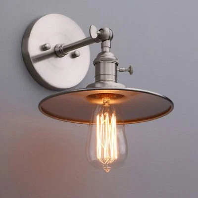 Vintage Industrial Wall Sconce Lamp Metal Shade Loft Barn Light Fixture w Switch - Image 1 of 4