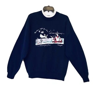 Gopher Sport Womens L Vintage 1990’s Navy Guardian Angels Christmas Sweatshirt - Picture 1 of 6