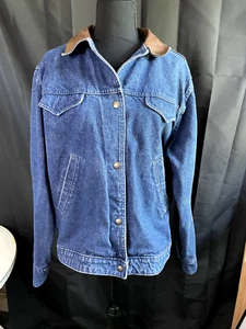 WOOLRICH Women's Medium Jean Jacket Brown Corduroy Collar Button Up Western Sty - Picture 1 of 3