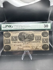 1846 $10 THE BANK OF LEWISTOWN PENNSYLVANIA OBSOLETE CURRENCY NOTE - Picture 1 of 7