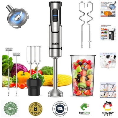 Stabmixer 5-in-1 Pürierstab 1200W Edelstahl Kunststoff Hand Blender mit Zubehör - Bild 1 von 4