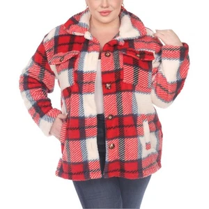 White Mark Womens Green Faux Fur Plaid Pockets Faux Fur Coat Plus 3XL BHFO 7967 - Picture 1 of 2