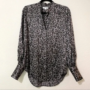 Equipment schwarz & grau Seide Animal Print Ballonärmel Button Down Hemd XS - Bild 1 von 8