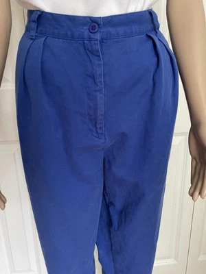 Vintage 90s IZOD 14 Royal Blue 100% Cotton High Waisted Pleated Front Pants - Image 1 of 4