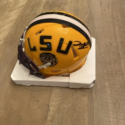 Minicasco de fútbol americano LSU firmado verde Trey’Dez.  Star TE. NFL Prospect. Prueba🔥 Foto 1 de 4
