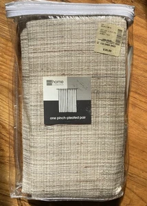 Vintage JCPenney Pinch-Pleat Paar Tweed Leinen Pekannuss Vorhänge Gardinen Panel 84x50  - Bild 1 von 10