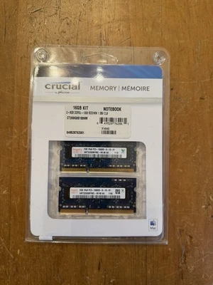 Crucial 16GB Kit 2x 8GB DDR3L 1333 MHz PC3-10600 Memory Apple MAC Book Pro iMac - Image 1 of 2