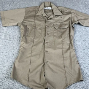 Elbeco Shirt Mens Large Tan Khaki Polyester Cotton Tactical Work Uniform - Picture 1 of 14