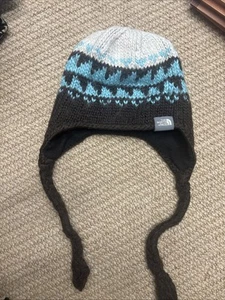 The North Face Ear Flap Beanie – Turquoise & Brown – Fleece-Lined – One Size - Picture 1 of 21