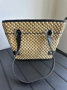 Brighton Straw Woven Purse Jute Natural Tri Color Charms LINED - Picture 1 of 9