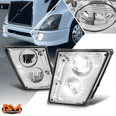 Luces antiniebla delanteras LED completas para camiones Volvo VN VNL VNM VNX 03-17 carcasa cromada Foto 1 de 4