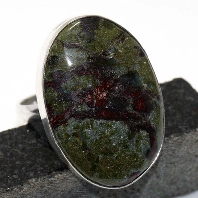 Anillo enchapado en plata 925 con jaspe sangre de dragón EE. UU. 11 joyas estéticas JW Foto 1 de 3