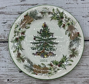 Spode Albero di Natale 2004 Piatto da Collezione Agrifoglio Pigna Border Inghilterra Holiday - Foto 1 di 2