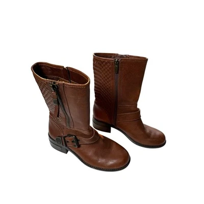 Botas acolchadas Vince Camuto Whynn Moto para mujer 6,5 M marrón media pantorrilla motociclista Foto 1 de 4