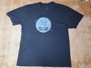 Travis Mathews Golf Shirt Mens XL Don't Tell My Wife Blue Funny Graphic Tee - Picture 1 of 5