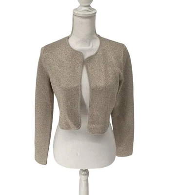NEW Ann Taylor Gold Silver Metallic Shrug Cardigan Sz Small - Image 1 of 4