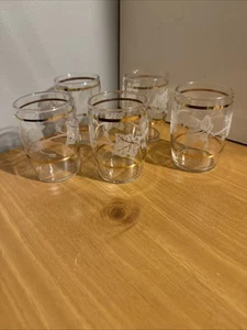 Vintage Set Of 5 Bartlett Collins Grape Leaf Design With Gold Glasses 3.25” Tall - Picture 1 of 5
