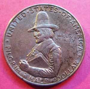 1920 PILGRIM CLASSIC COMMEMORATIVE SILVER HALF DOLLAR. CIRCULATED. BETTER GRADE. - Picture 1 of 2