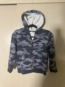 Lands' End Size S 8 Boys Sherpa Lined Full Zip Hooded Jacket Green Camo Print - Picture 1 of 5