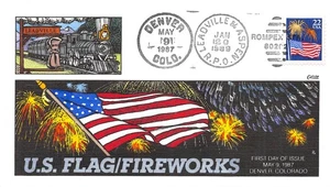 2276 22c U.S. Flag & Fireworks, Collins hand painted cachet [120225.414] - Picture 1 of 1