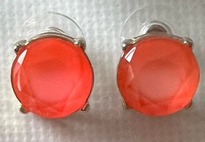 J. Crew Surgical Steel Faceted Post Earrings Neon Pink Signed True Retro Y2K  - Image 1 of 4